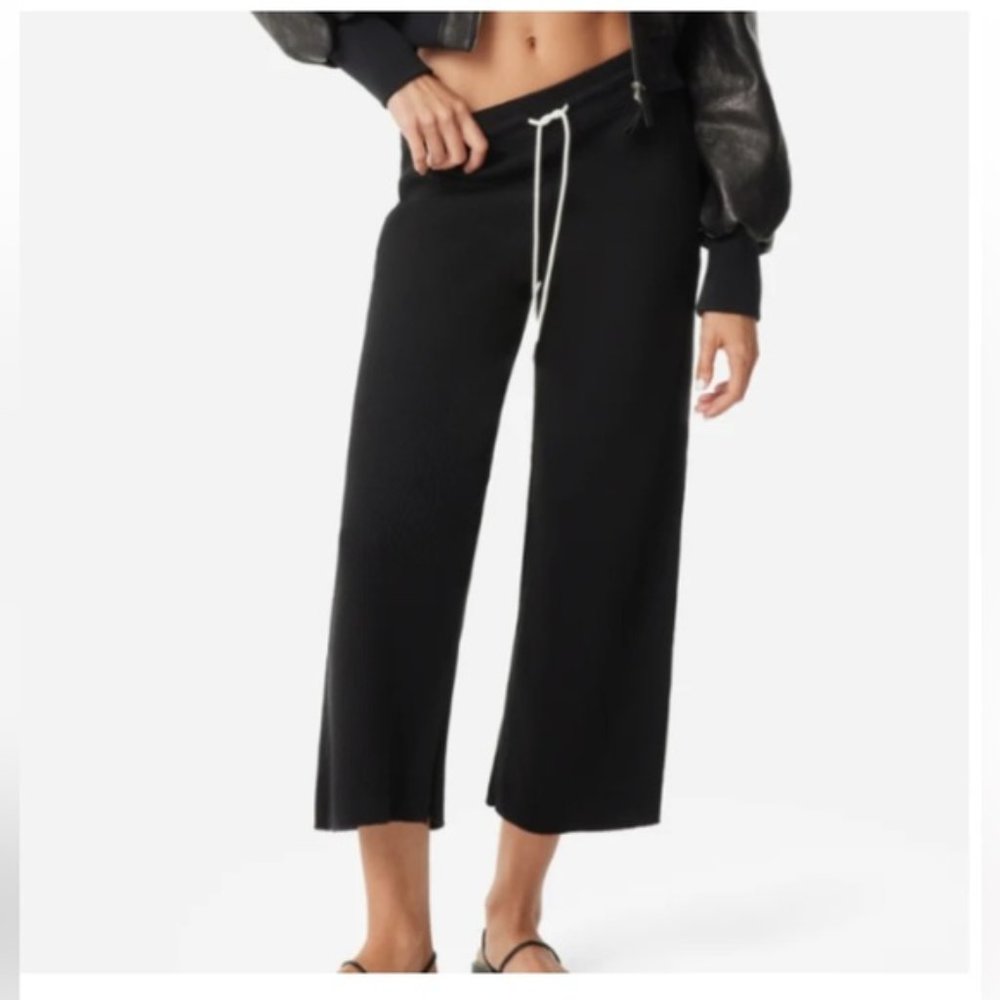 Mate The Label Organic Thermal Wide Leg Pant in Black